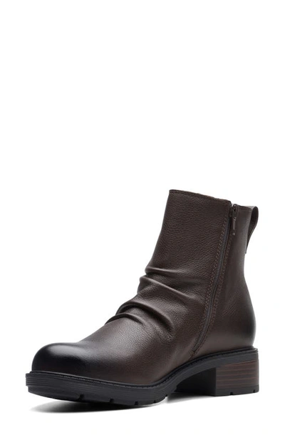 Clarks Hearth Rose Slouch Boot In Dark Brown Lea