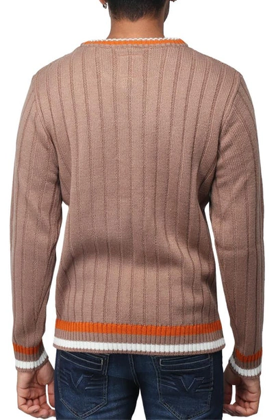 Shop X-ray Xray Tipped V-neck Cable Knit Pullover Sweater In Praline