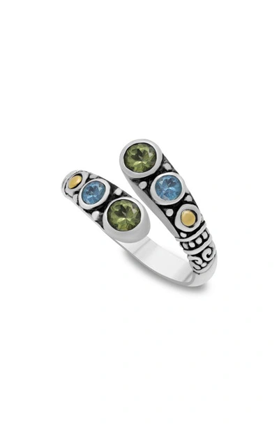 Shop Samuel B. Peridot & Blue Topaz Bypass Ring In Silver Multi