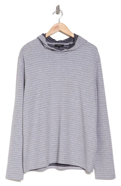 Shop Vince Feeder Stripe Pullover Hoodie In H Grey/ H Charcoal
