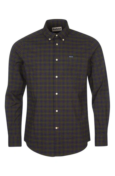 Barbour Lomond Cotton Blend Micro Tartan Tailored Fit Button Down Shirt In Classic Tartan