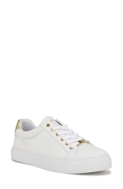 Shop Nine West Givens Sneaker In White/ Gold