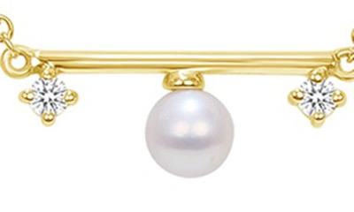 Shop Ron Hami 14k Yellow Gold 3mm Cultured Pearl & Diamond Bar Pendant Necklace
