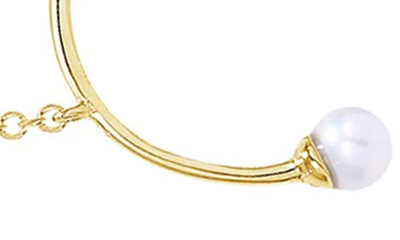 Shop Ron Hami 14k Yellow Gold 3–3.5mm Cultured Pearl & Diamond Half Circle Pendant Necklace