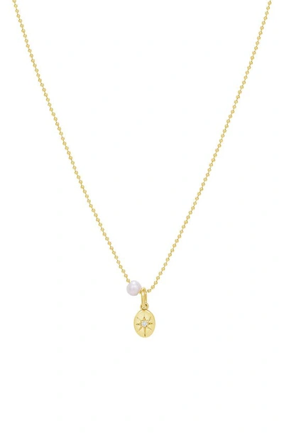Shop Ron Hami 14k Yellow Gold 3–3.5mm Cultured Pearl & Diamond Medallion Pendant Necklace