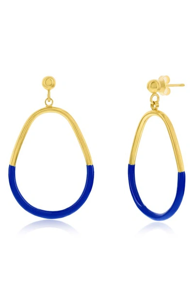 Shop Simona Enamel Pear Drop Earrings In Blue