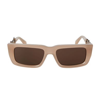 Shop Palm Angels Eyewear Milford Rectangular Frame Sunglasses In Beige