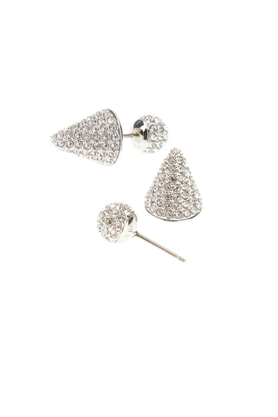 Shop Swarovski Luna Moon Stud Earrings In Silver