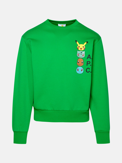 Shop Apc 'pokémon The Crew' Green Cotton Sweatshirt