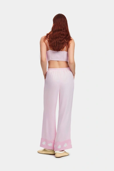 Shop Sleeper Boheme Feather Trimmed Satin Top In Pink