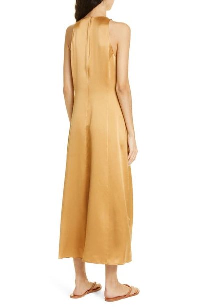 Shop Loulou Studio Mina Sleeveless Silk Satin Midi Dress In Camel