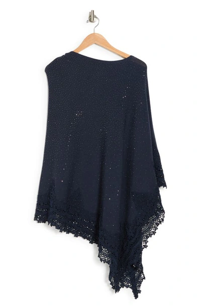 La Fiorentina Lace Trim Poncho In Navy