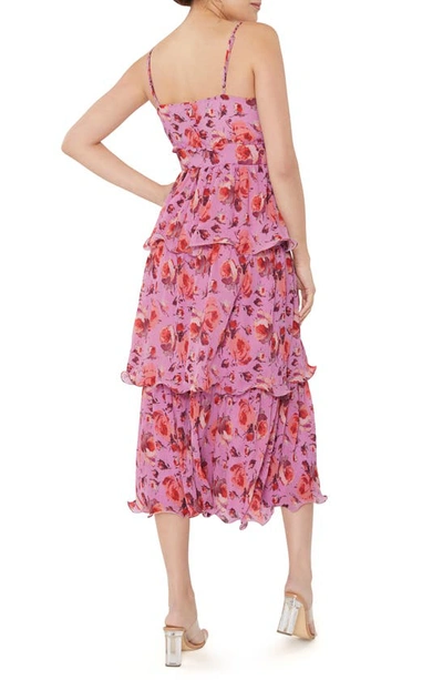 Shop Likely Adrianna Floral Ruffle Tiered Dress In Orchid Multi