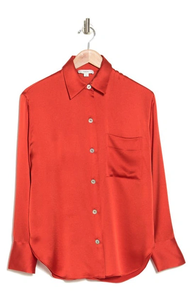 Shop Vince Relaxed Silk Blouse In Vermillion