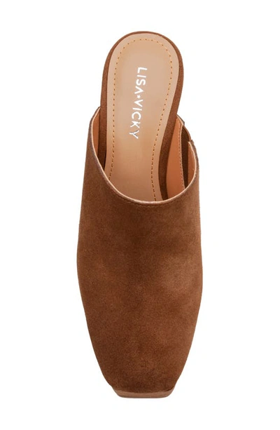 Lisa Vicky Badab Platform Mule In Dark Cognac