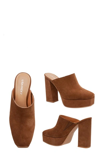 Lisa Vicky Badab Platform Mule In Dark Cognac