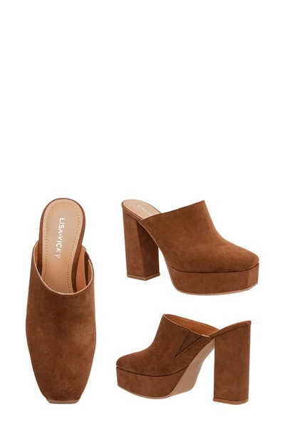 Lisa Vicky Badab Platform Mule In Dark Cognac