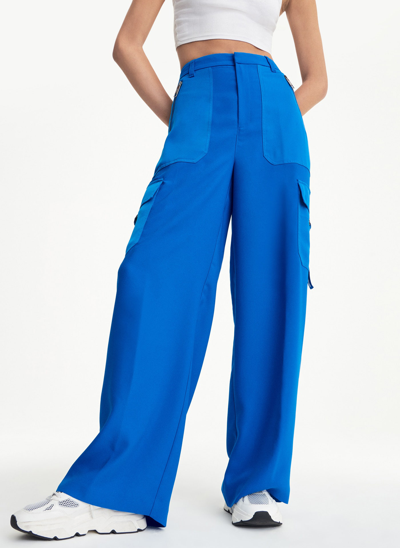 Shop Dkny Women's Satin Cargo Trousers In Electric Blue