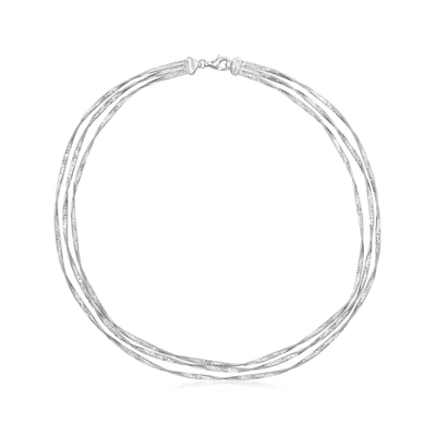 Shop Ross-simons Italian Sterling Silver 3-strand Twisted Omega Necklace
