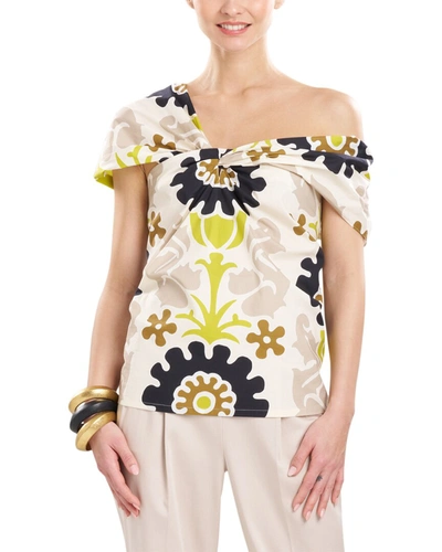 Natori Talitha Poplin Asymmetrical Halter Top In Yellow