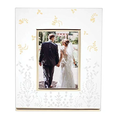 Shop Lenox Opal Innocence Flourish Glass Picture Frame, 2.20 Lb, Metallic