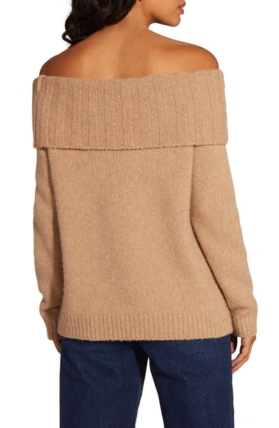 Shop Favorite Daughter The Andrea Off The Shoulder Wool & Cashmere Blend Sweater In Almond