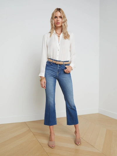 Shop L Agence Kendra Cropped Flare Jean In Cambridge