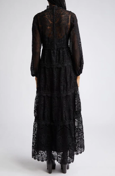 Shop Farm Rio Long Sleeve Guipure Lace Maxi Dress In Black