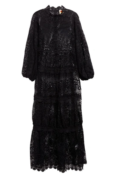 Shop Farm Rio Long Sleeve Guipure Lace Maxi Dress In Black