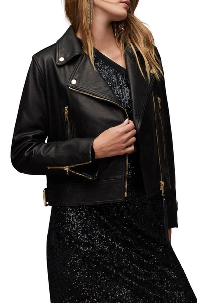 Shop Allsaints Beale Leather Moto Jacket In Black