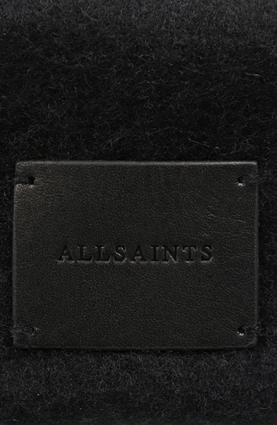 Shop Allsaints Logo Wool Felt Fedora In Black Warm Brass
