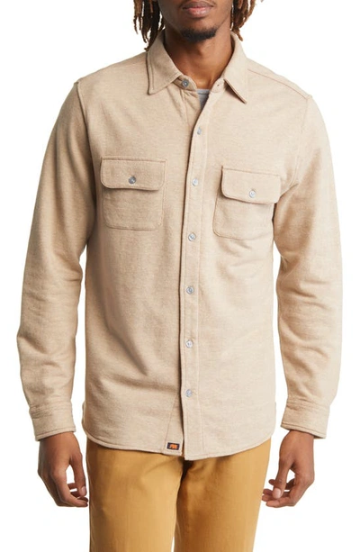 Shop The Normal Brand Textured Knit Long Sleeve Button-up Shirt In Tan