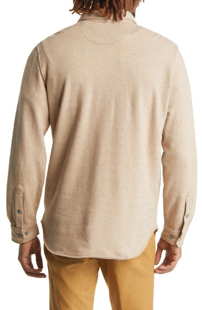 The Normal Brand Textured Knit Long Sleeve Button-up Shirt In Tan