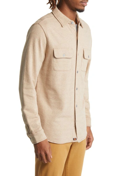The Normal Brand Textured Knit Long Sleeve Button-up Shirt In Tan