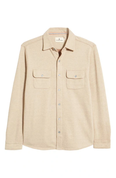 The Normal Brand Textured Knit Long Sleeve Button-up Shirt In Tan