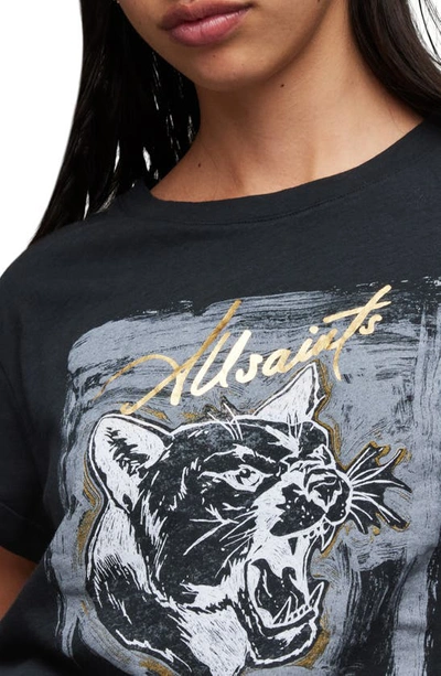 Shop Allsaints Anna Panther Cotton Graphic T-shirt In Black