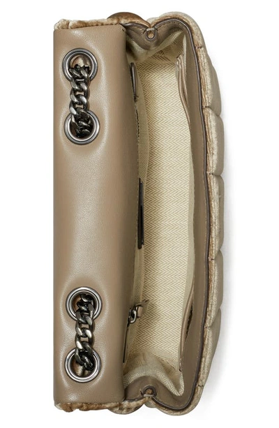 Tory Burch Small Kira Convertible Quilted Velvet Shoulder Bag In Classic Taupe