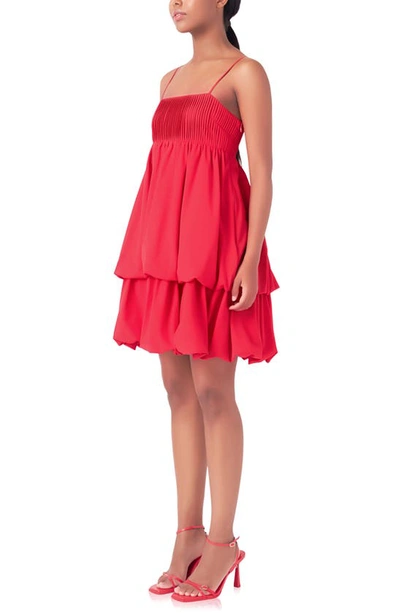 Endless Rose Pintuck Tiered Sundress In Red