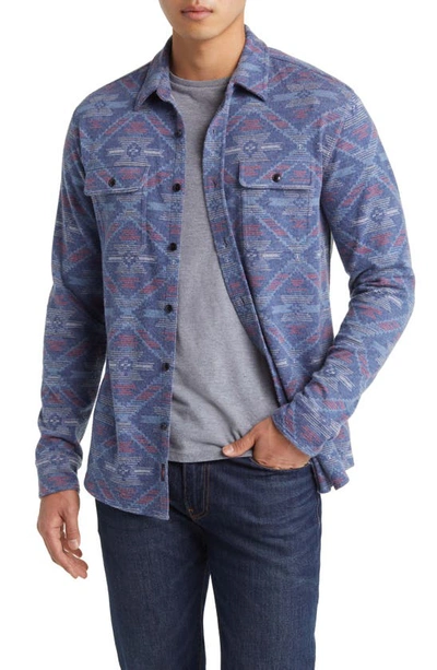 Shop Faherty X Doug Good Feather Knit Button-up Shirt In Western Jewel Sky
