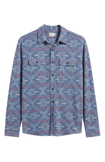 Shop Faherty X Doug Good Feather Knit Button-up Shirt In Western Jewel Sky