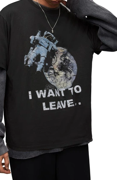 Shop Allsaints Transcend Cotton Graphic T-shirt In Washed Black