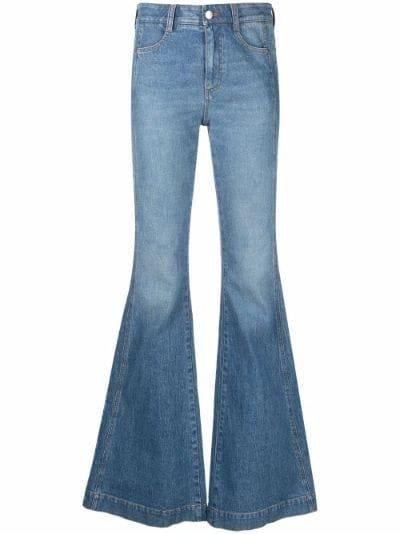 Shop Stella Mccartney Logo Detailed Flared Jeans In Default Title