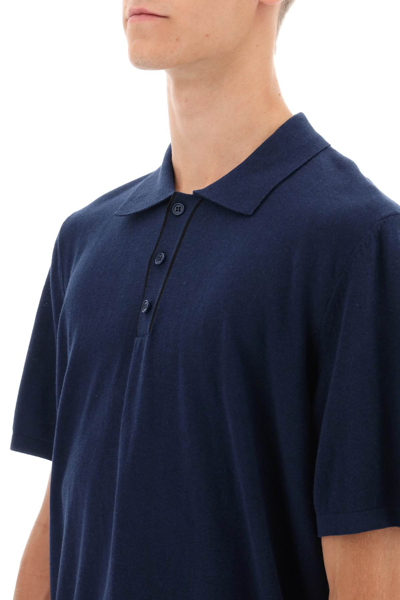 Shop Apc A.p.c. 'jacky' Knitted Cotton Polo Shirt Men In Blue