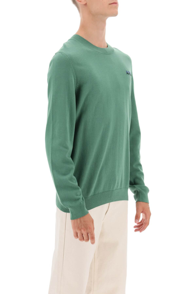Shop Apc A.p.c. Crew-neck Cotton Sweater Men In Green
