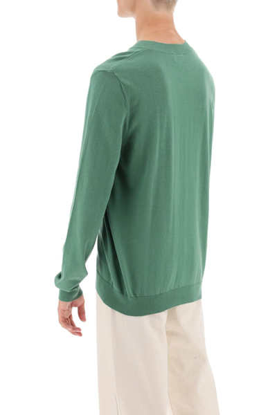 Shop Apc A.p.c. Crew-neck Cotton Sweater Men In Green