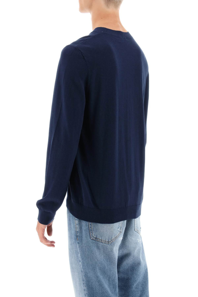 Shop Apc A.p.c. Crew-neck Cotton Sweater Men In Blue