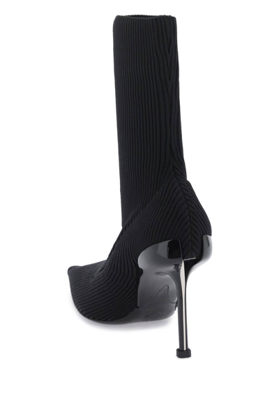 Shop Alexander Mcqueen Knit Slash Ankle Boots Women In Black