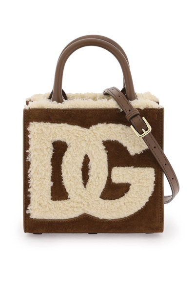 Shop Dolce & Gabbana Dg Daily Mini Suede And Shearling Tote Bag Women In Multicolor