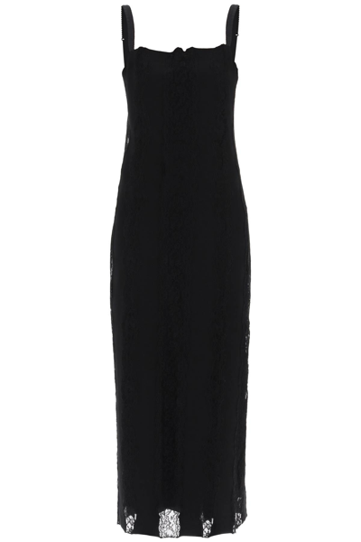 Shop Dolce & Gabbana Jersey And Lace Maxi Dress Women In Black