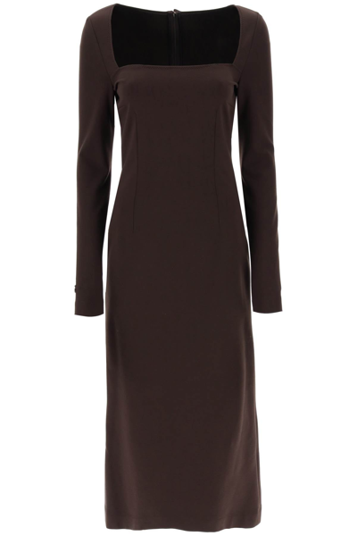 Shop Dolce & Gabbana Jersey Sheath Dress Women In Brown